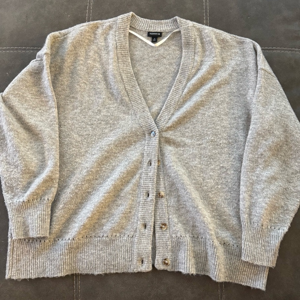Torrid Light Gray V-Neck Cardigan